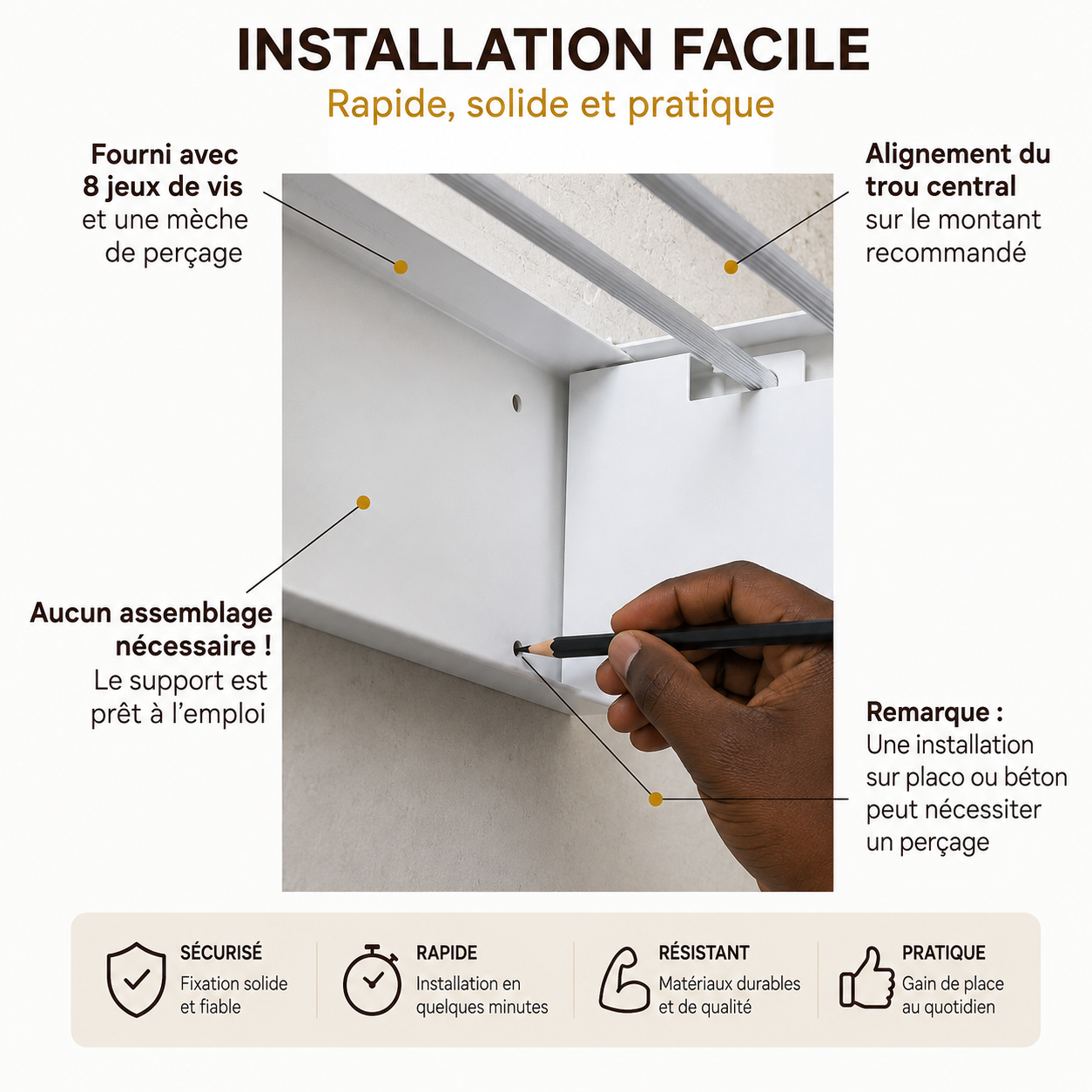 Étendoir mural rabattable gain de place – 100cm PROMO + LIVRAISON GRATUITE