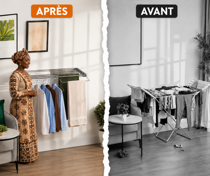 Étendoir mural rabattable gain de place – 100cm PROMO + LIVRAISON GRATUITE